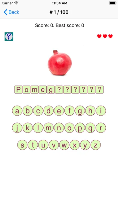 Screenshot di English words, nouns and test