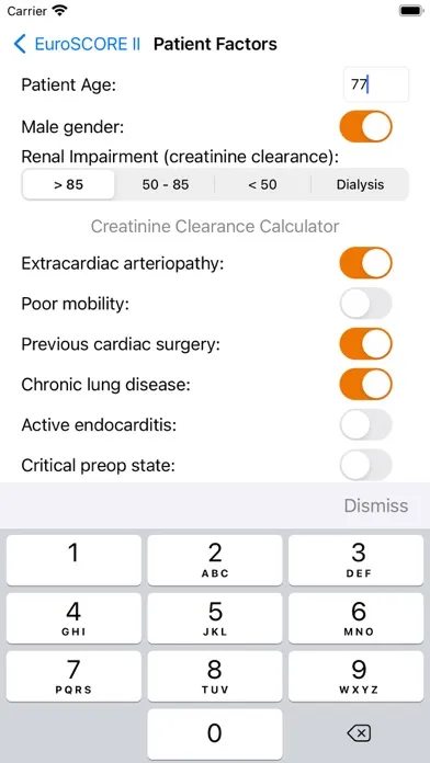 EuroSCORE II 스크린샷