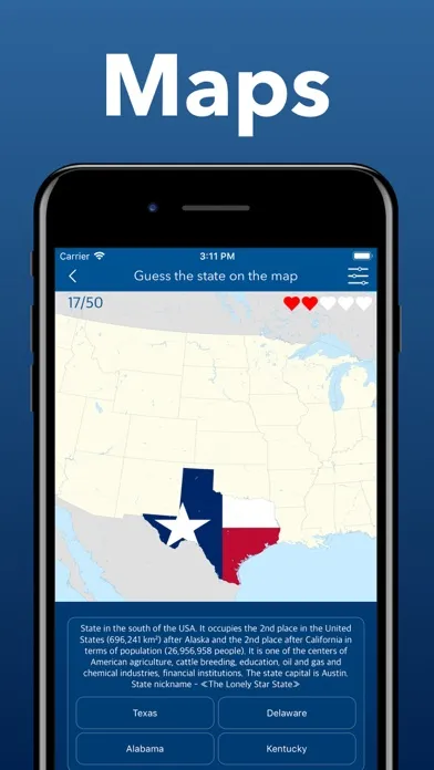 Capturas de tela do The US States and capitals App