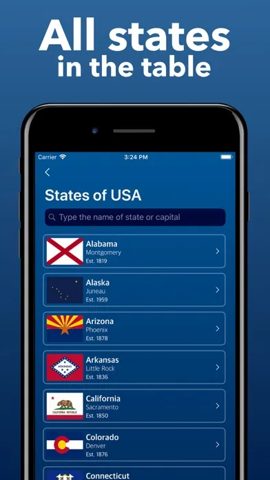 Capturas de tela do The US States and capitals App