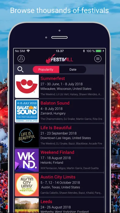 FestivAll, all music festivals سکرین شاٹس