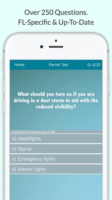 Capturas de tela do Florida DMV Permit Test