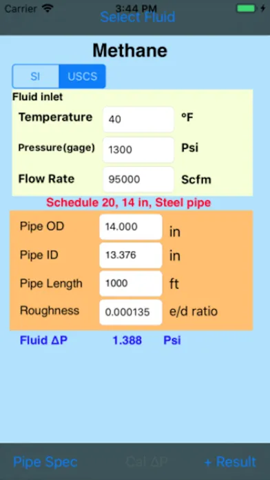 Ảnh chụp màn hình của Fluid Pressure Drop