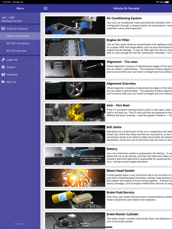 EngageDS Vehicle On Demand iPad  Screenshots