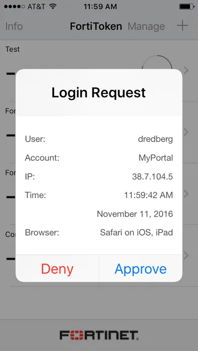Screenshot di FortiToken Mobile