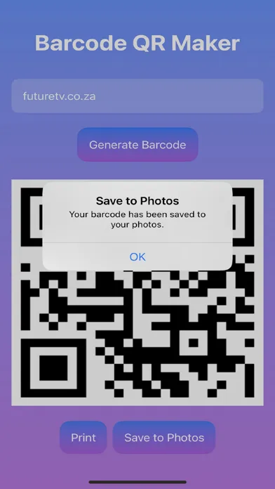 Ảnh chụp màn hình của Barcode QR Maker