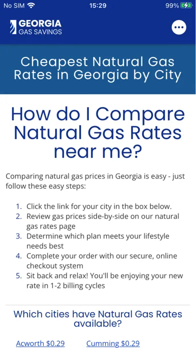 Georgia Gas Savings Screenshots