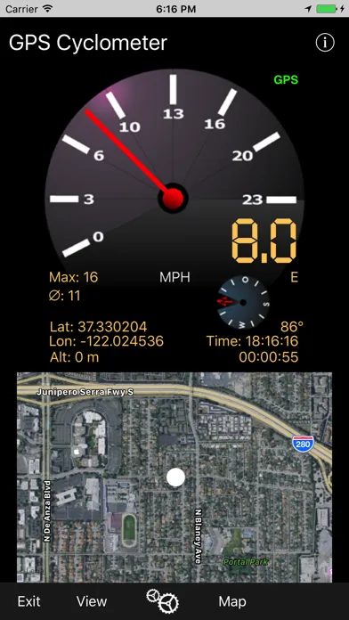 Zrzuty ekranu GPS Cyclometer