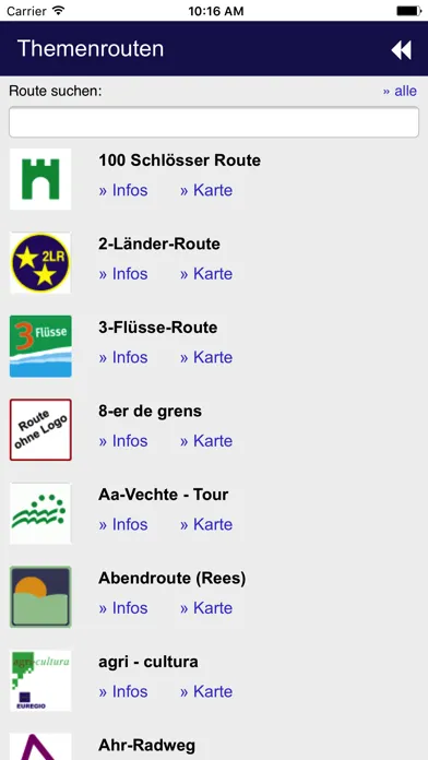 Zrzuty ekranu Radroutenplaner NRW mobil