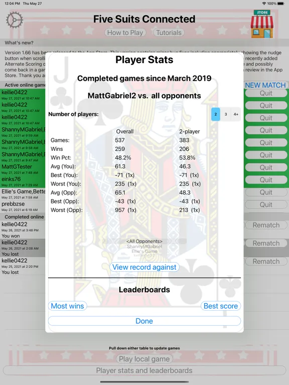 Tangkapan layar Five Suits Connected iPad 