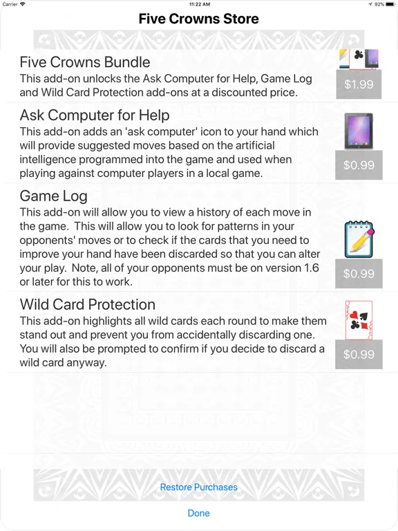 Tangkapan layar Five Suits Connected iPad 
