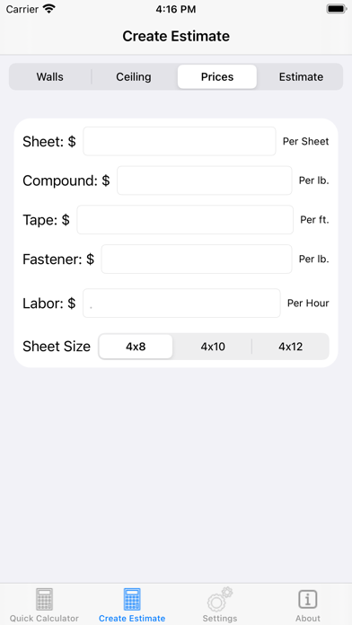Calculate Drywall Screenshots