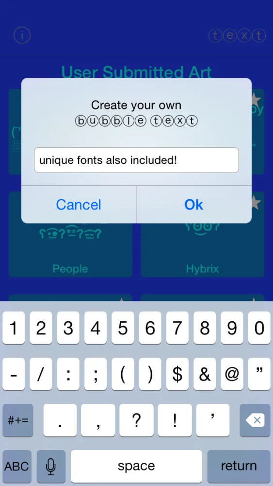Zrzuty ekranu Cool Text Art Free - Add fun emoticons to messages or social network updates with the greatest of ease!