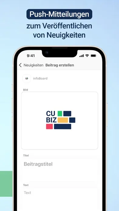 Capturas de tela do infoBoard CuBiz App