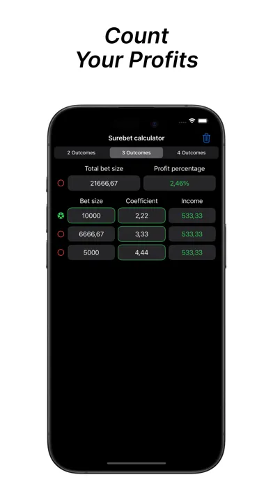 Surebet Profit Calculator Screenshots