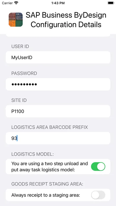 ภาพหน้าจอของ Inbound Delivery