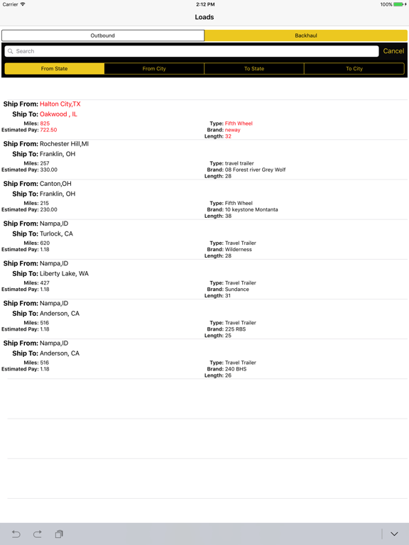 Indiana Transport Driver App iPad  Screenshots