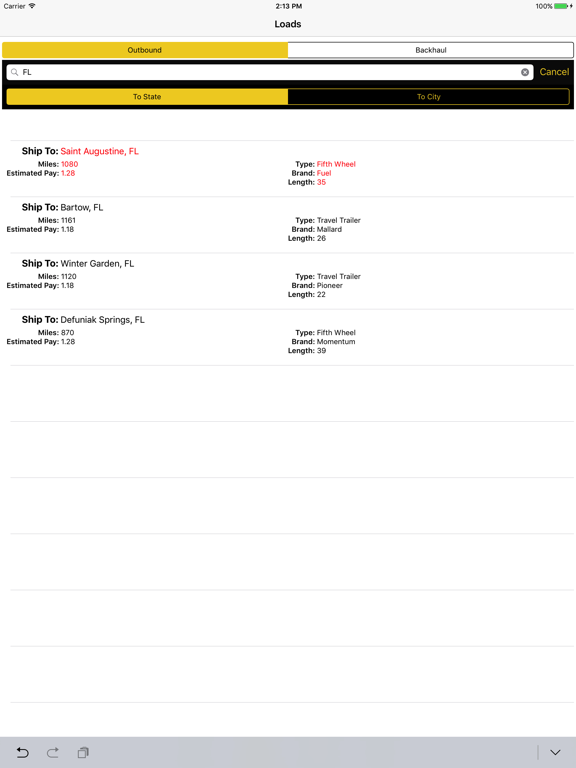 Indiana Transport Driver App iPad  Screenshots