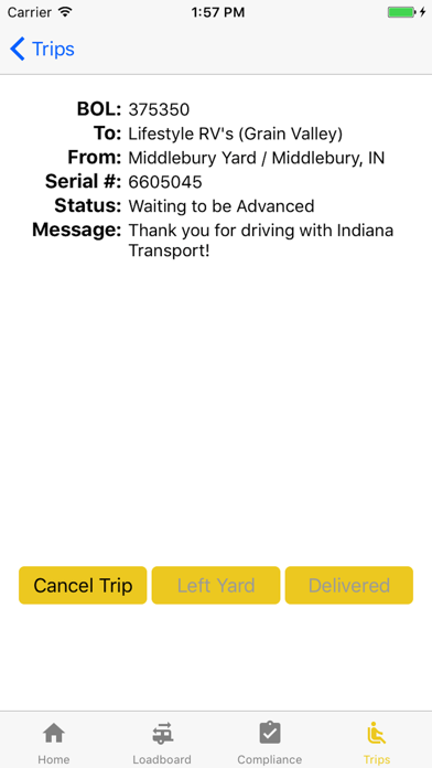Indiana Transport Driver App Screenshots