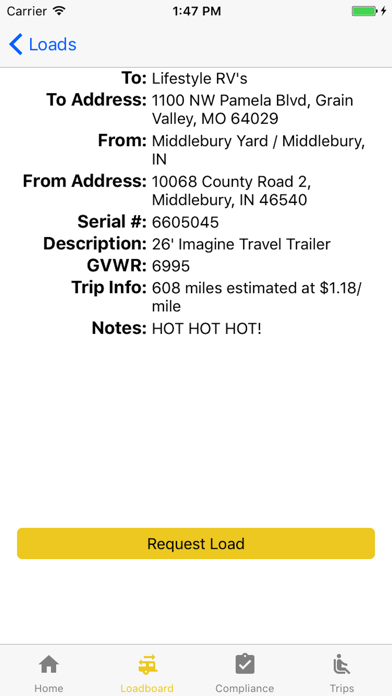Indiana Transport Driver App Screenshots