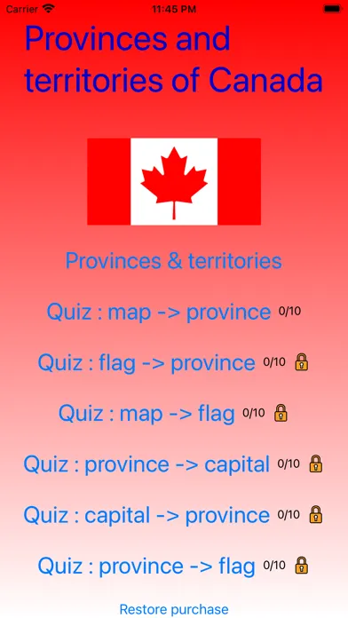 Provinces of Canada スクリーンショット