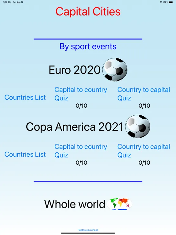 National capital cities - quiz iPad  Screenshots
