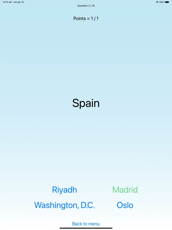 National capital cities - quiz iPad  Screenshots
