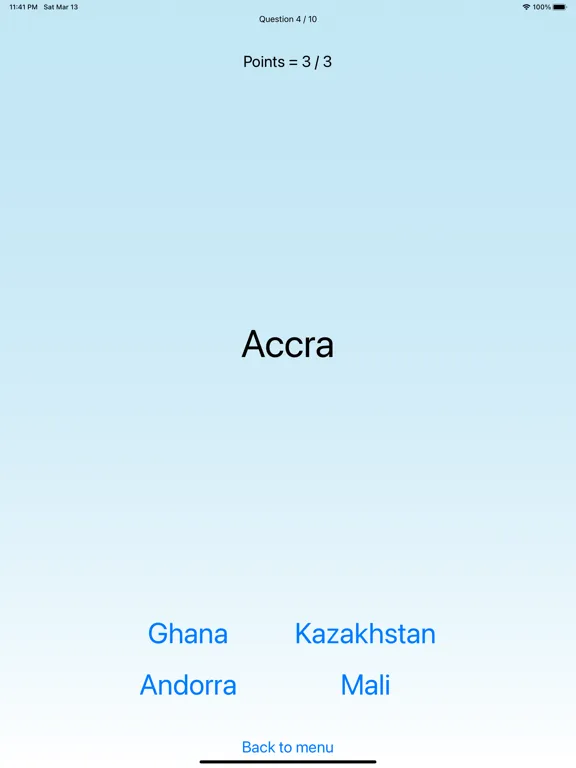 National capital cities - quiz iPad  Screenshots