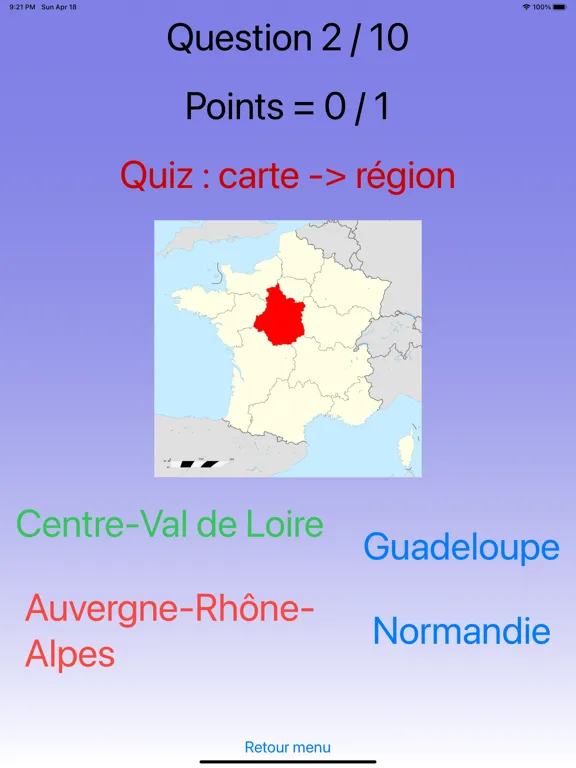 صور Quiz régions de France iPad 