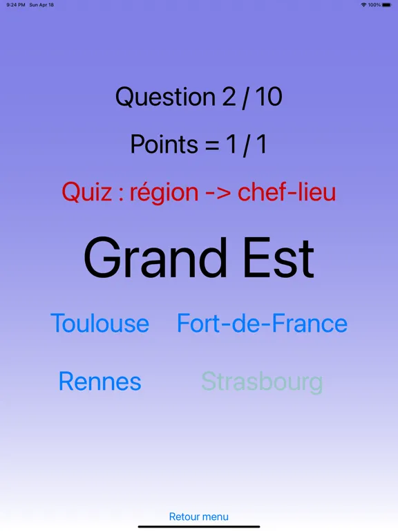 صور Quiz régions de France iPad 