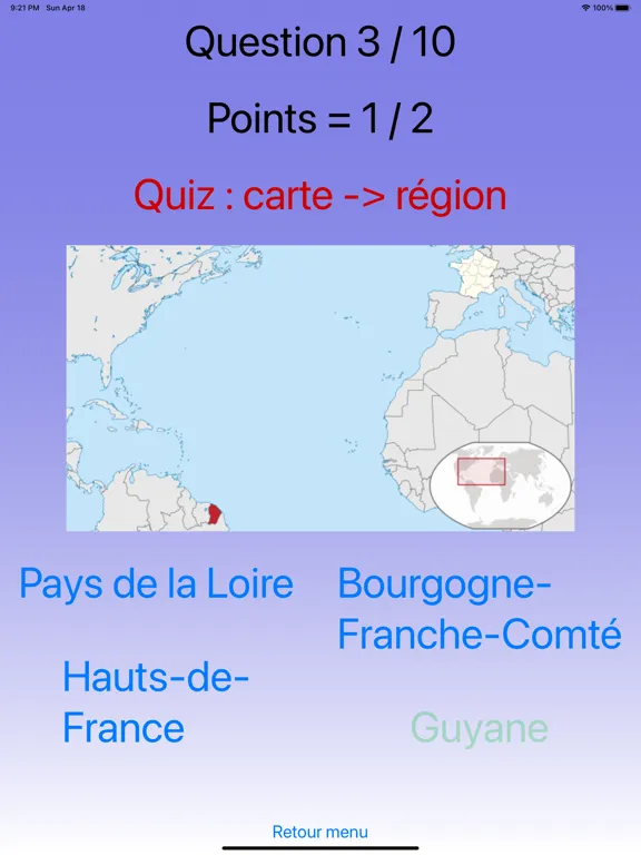 صور Quiz régions de France iPad 