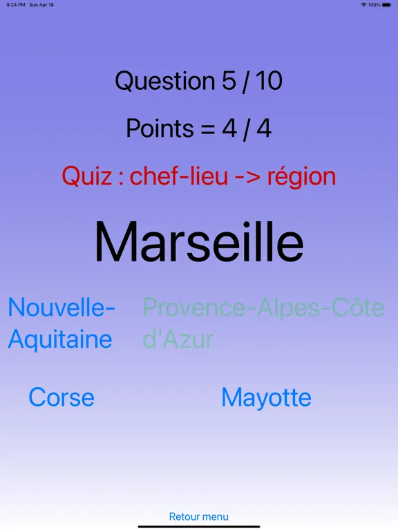 صور Quiz régions de France iPad 