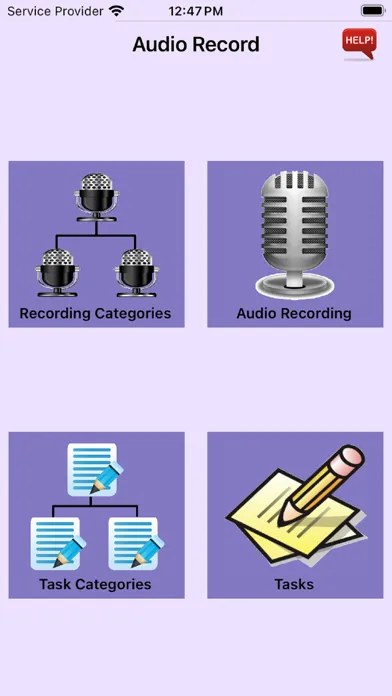 Capturas de tela do Audio-Record