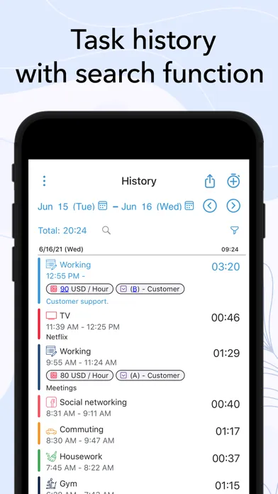 Tangkapan skrin ATracker PRO Time Tracker