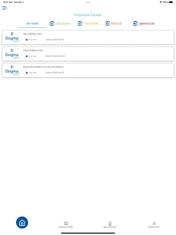 Tangkapan layar Dogma App iPad 