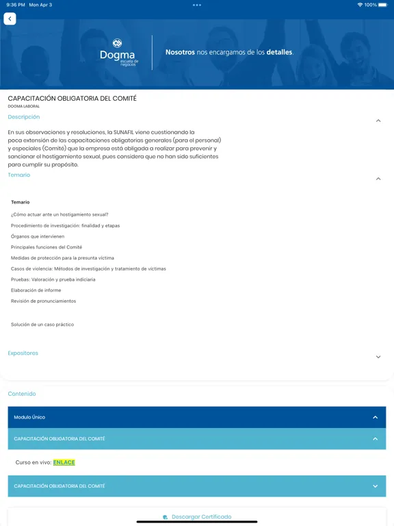 Tangkapan layar Dogma App iPad 