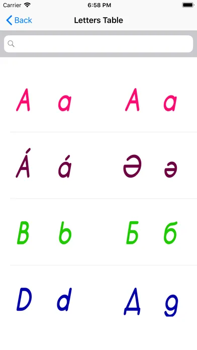 Capturas de pantalla de Kazakh Latin alphabet letters