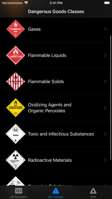 ภาพหน้าจอของ UN Numbers Dangerous Goods PRO