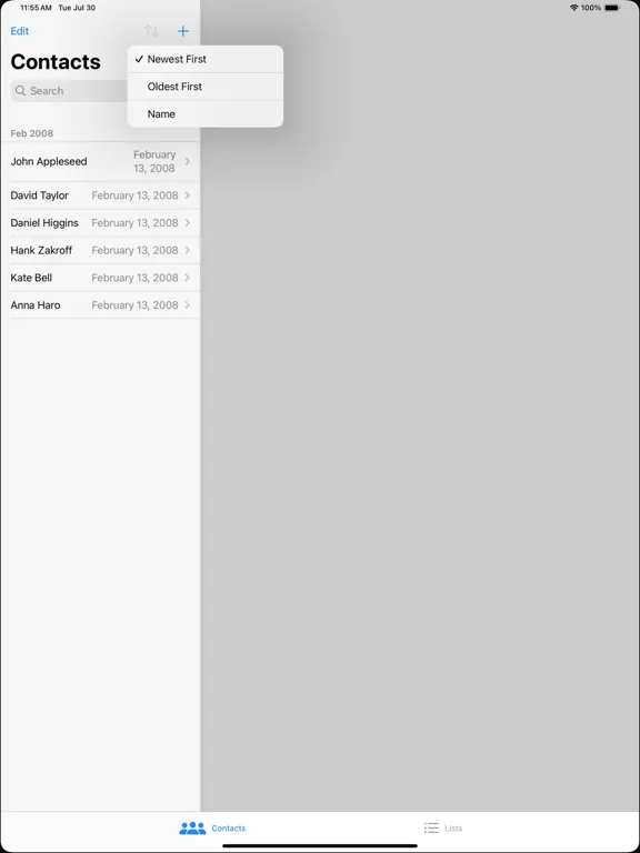 Screenshot di Recent contacts delete contact iPad 