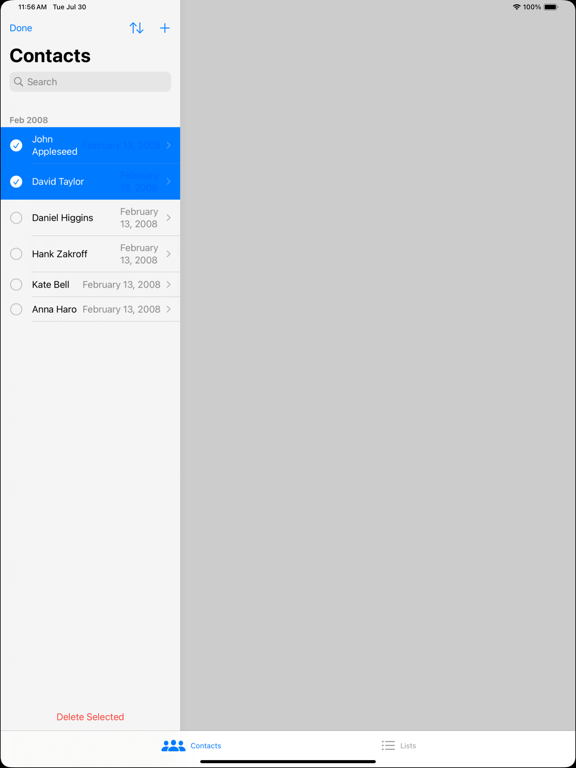 Ảnh chụp màn hình của Recent contacts delete contact iPad 