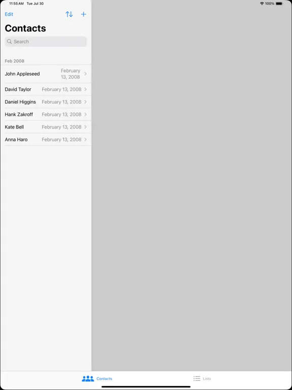 Screenshot di Recent contacts delete contact iPad 