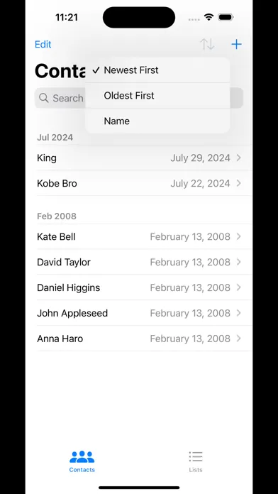 Screenshot di Recent contacts delete contact