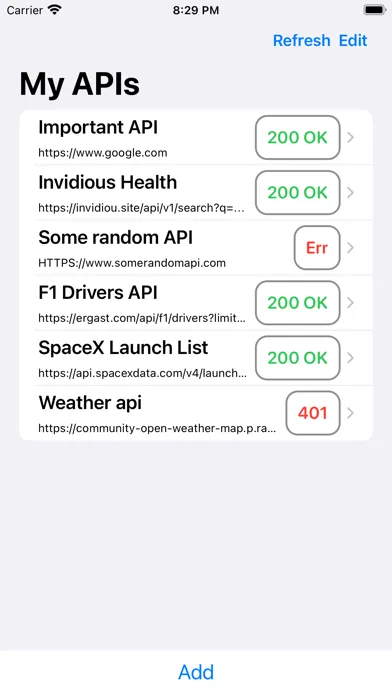 200OK - API Monitoring Widget Screenshots