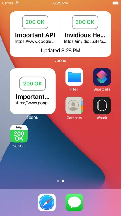 200OK - API Monitoring Widget Screenshots