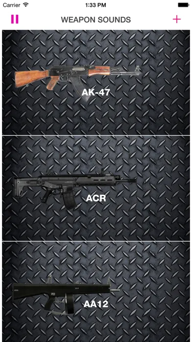 Capturas de tela do Weapon Sounds APP
