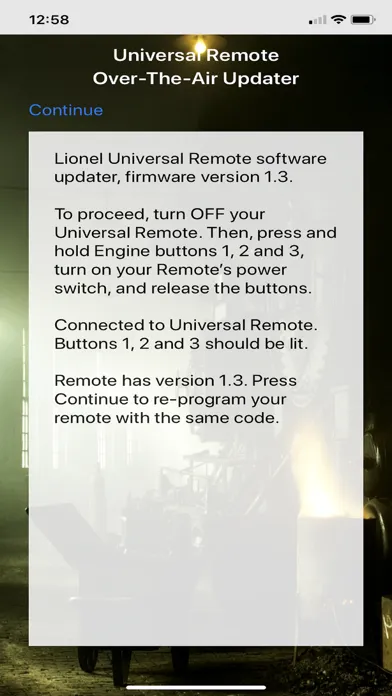 Tangkapan layar LionChief U Remote Updater