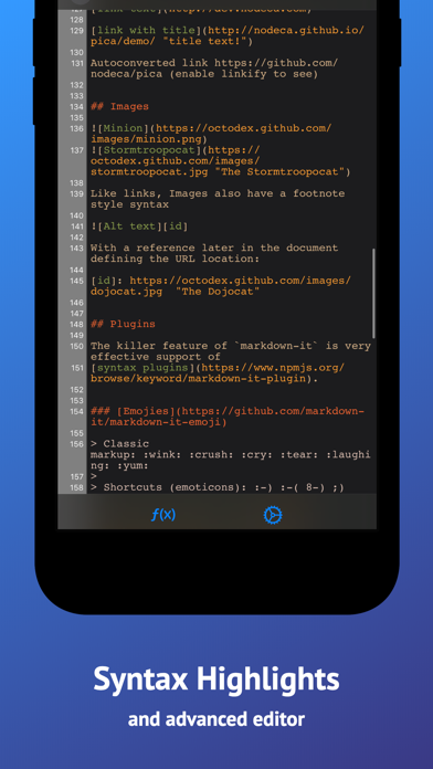 Capturas de pantalla de Markdown゜