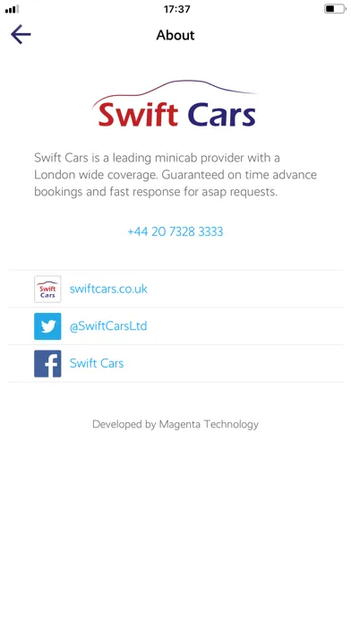 Zrzuty ekranu Swift Cars London Minicabs