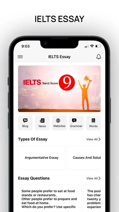 Captures d'écran de IELTS Essay