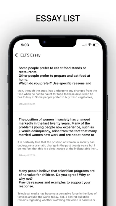 Captures d'écran de IELTS Essay